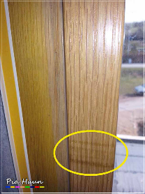 Abb. 5 |  horizontal verlaufende Verfärbungen an den Treppenhausfenstern